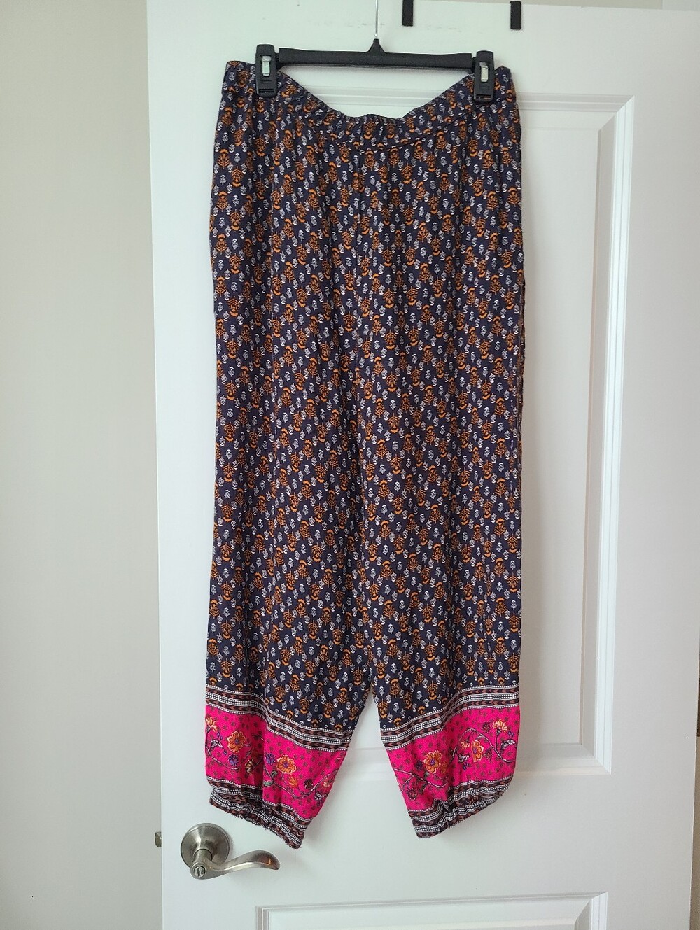 Anthropologie Navy And Orange Floral Motif Balloon Jogger Pants - Picture 4 of 10